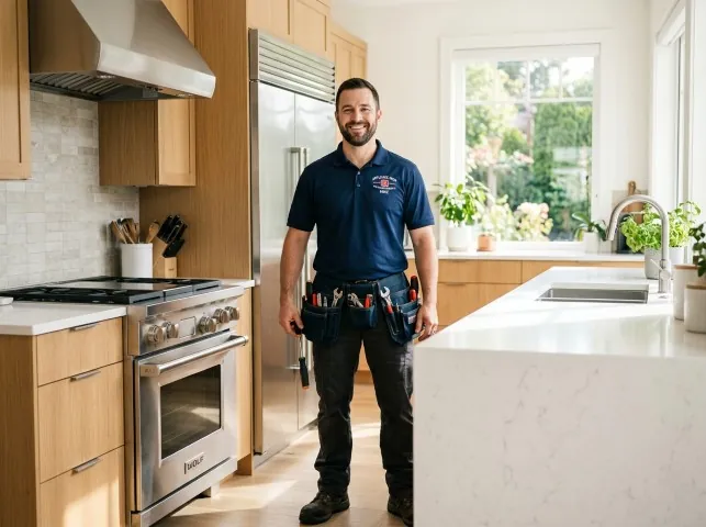 Appliance Repair Hero technician in a Belmont, NC kitchen after an appliance repair